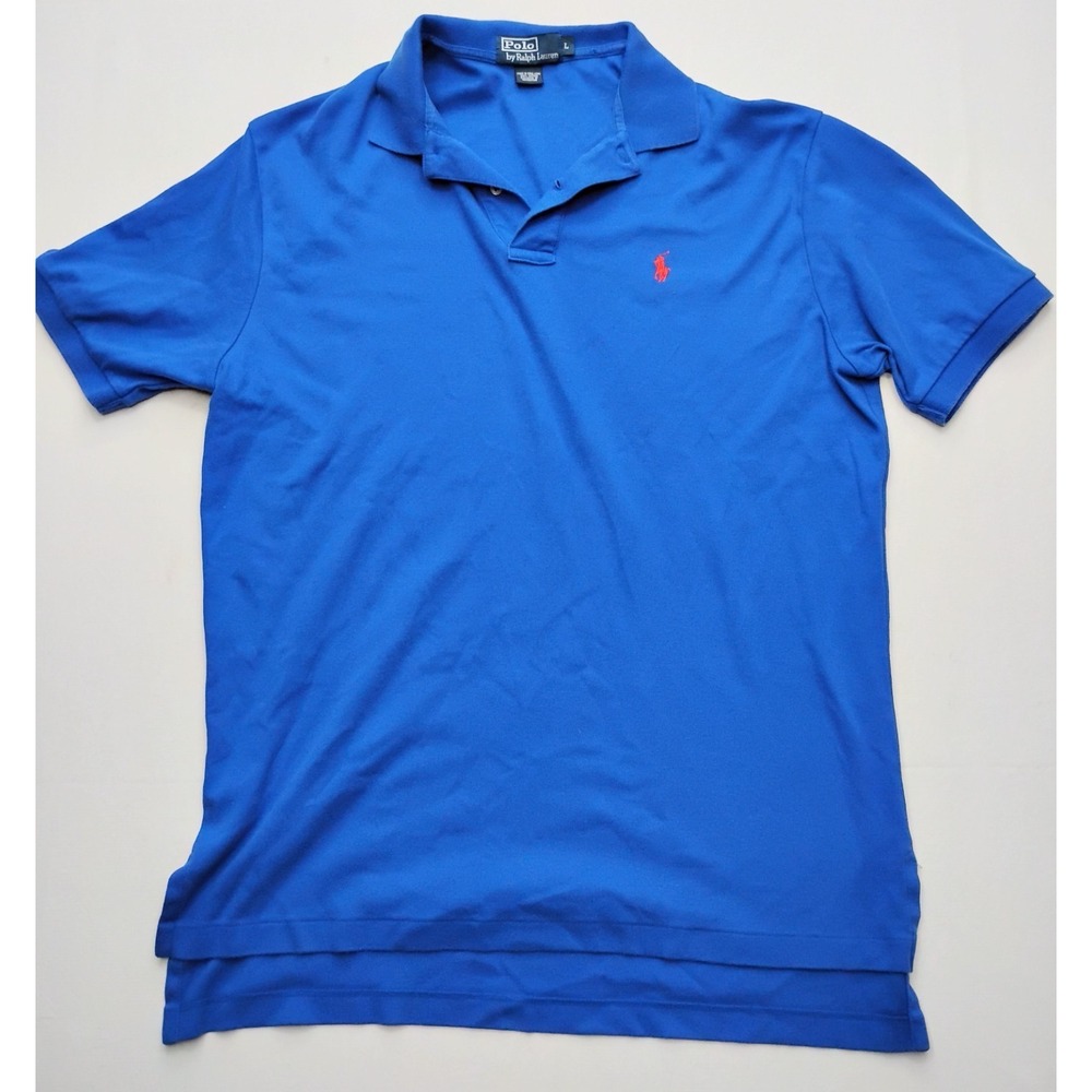 Polo Ralph Lauren Shirt Mens Large Royal Blue Cotton Short Sleeve Vintage